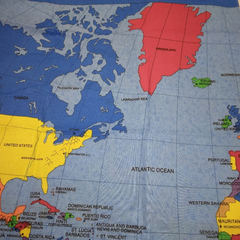 FABRIC Vintage Fabric Map Panel c. 1999, some of these countries don't e…